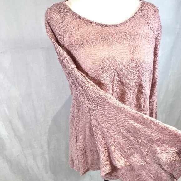 Jessica Simpson blush pink flare sleeve tie back sweater size large - Picture 2 of 6